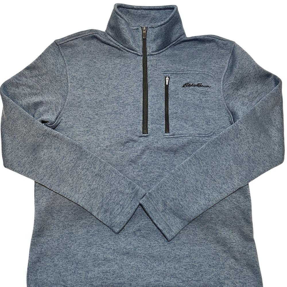 Eddie Bauer Mens Quarter Zip Pullover Shirt Top Long‎ Sleeve Casual Blue